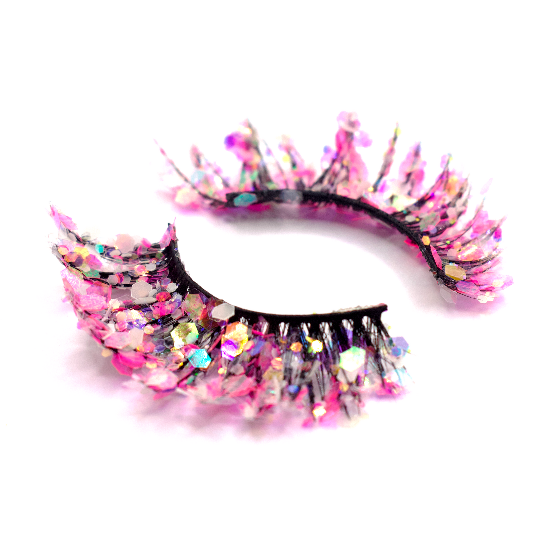 UV Blacklight reactive Miss Dolly glitter lashes close up